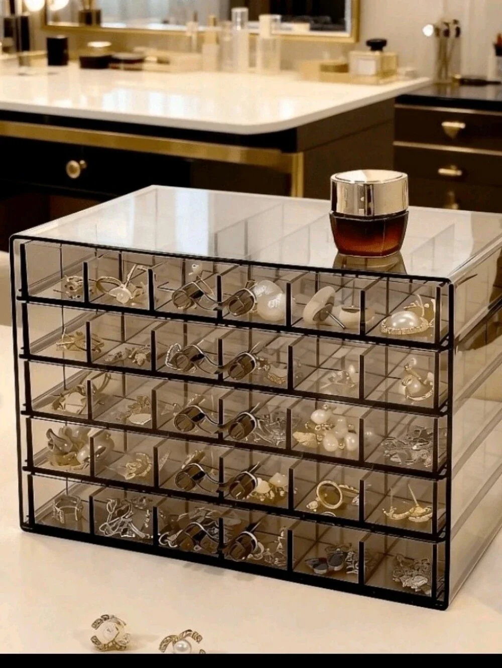 Clear Acrylic Jewelry Organizer - Black Trim